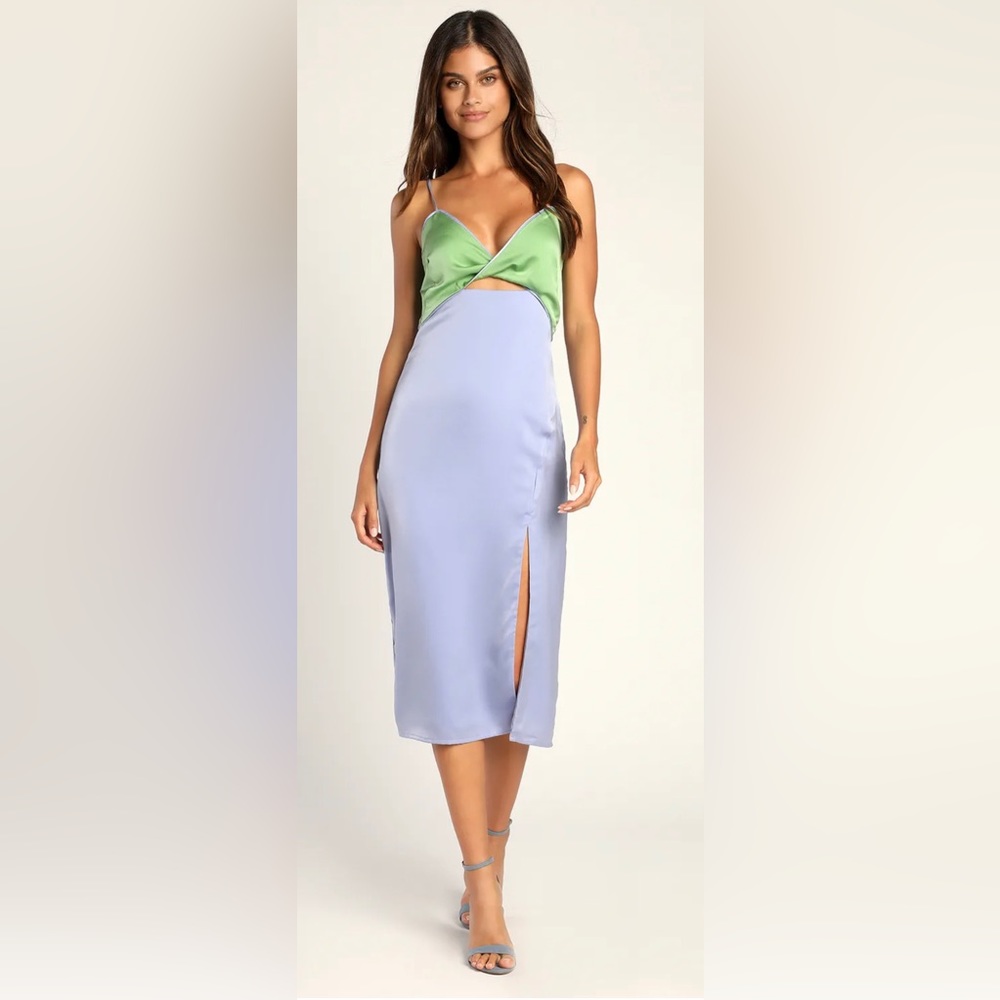 NWT Lulu color lock satin cutout dress
